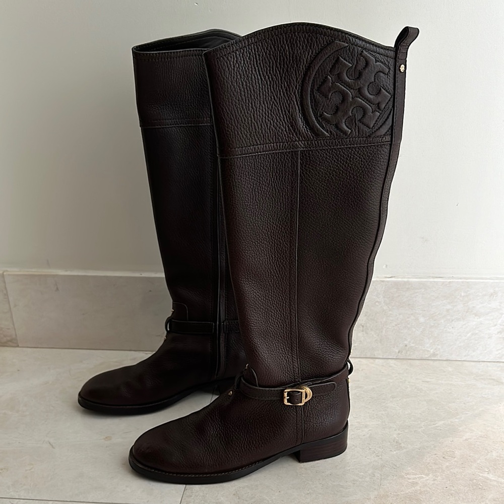 Tory Burch Marlene Riding Boots Chocolate Brown 6
